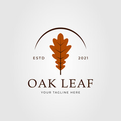 Wall Mural - vintage brown oak leaf logo vector illustration design