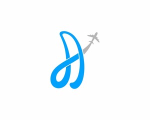 Poster - Flying airplane on the A Letter logo