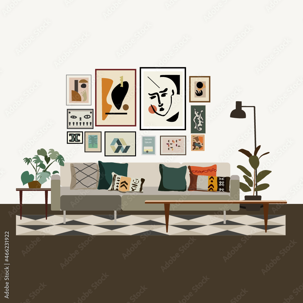 modern living room interior design vector png Stock Vector | Adobe Stock