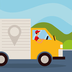 Poster - delivery driver driving truck