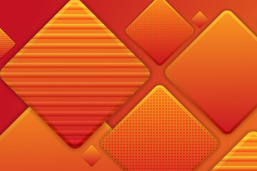 Poster - Abstract background with flowing 3d spheres. Orange and golden square. Vector illustration of square textured with striped and dot pattern. Modern trendy banner or poster design.