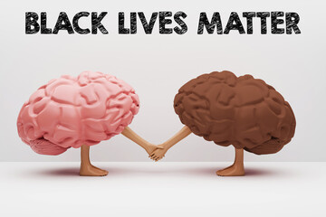 Poster - Black and White Mindsets Shaking Hand With Each other and Agreeing. Modern Abstract Artistic concept backdrop for BLM 3D Rendered