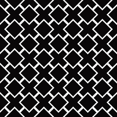 Poster - Black diamonds and crosses are pressed together and alternate. Seamless black vector.