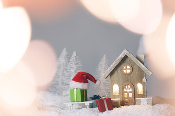 Canvas Print - Christmas toy house and gifts