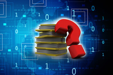 Poster - 3d rendering file folder with question symbol