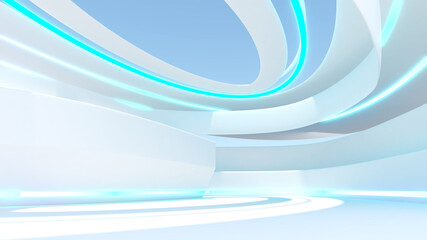 Poster - Abstract background white arch structure,3D rendering
