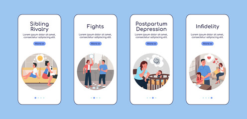 Poster - family relationship problem onboarding mobile app screen flat vector template. walkthrough website 4