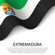 Waving flag of Extremadura is a region of Spain on white backgro