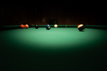 Poster - Dark image of billiard balls on the board