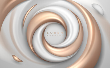 Wall Mural - Abstract white and gold swirl shapes background