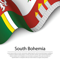 Waving flag of South Bohemia is a region of Czech Republic on wh