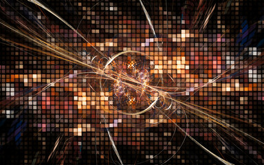 Aufkleber - digital illustration abstract image generated fractal background image wallpaper pattern of various geometric shapes and lines of various colors for computer graphics or web design