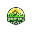 Extreme mountain bike adventure circle emblem badge logo design concept isolated