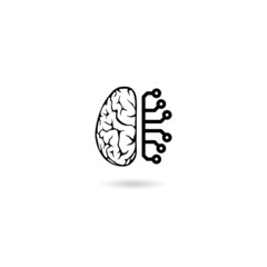 Fototapete - Brain tech icon isolated on white