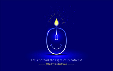 Modern creative design for Diwali festival celebration. Smiling Eco friendly green technology with computer mouse illustration