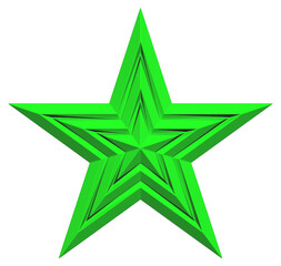 Wall Mural - 5 point star - christmas star - green single isolated on white - 3d rendering