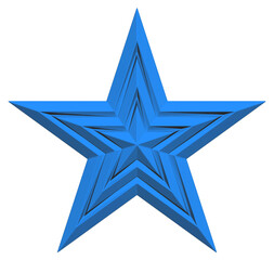 Wall Mural - 5 point star - christmas star - blue single isolated on white - 3d rendering