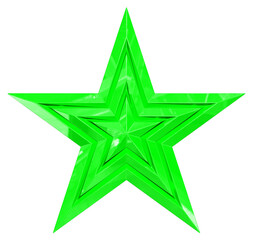 Wall Mural - 5 point star - christmas star - green single isolated on white - 3d rendering