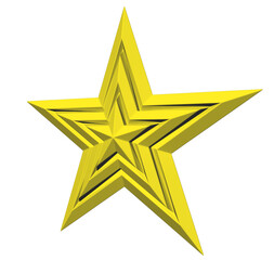 Wall Mural - 5 point star - christmas star - yellow single isolated on white - 3d rendering