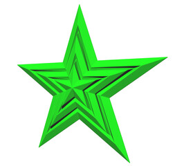 Wall Mural - 5 point star - christmas star - green single isolated on white - 3d rendering