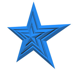 Wall Mural - 5 point star - christmas star - blue single isolated on white - 3d rendering