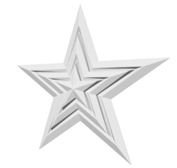 Wall Mural - 5 point star - christmas star - white single isolated on white - 3d rendering