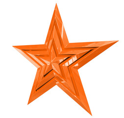 Wall Mural - 5 point star - christmas star - orange single isolated on white - 3d rendering