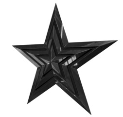 Wall Mural - 5 point star - christmas star - black single isolated on white - 3d rendering