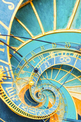 Leinwandbilder - Droste effect background based on Prague astronomical clock. Abstract design for concepts related to astrology and fantasy.
