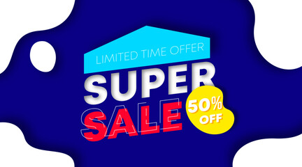 Wall Mural - Super sale web banner for shopping day background illustration