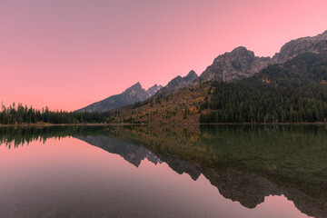 Wall Mural - Scenic Reflection Landscape in the Tetons at Sunset in Autumn