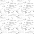 © desertsands - Hand draw chemistry pattern on white background. Back to School seamless pattern. Science lab subject. Education notes in exercise book page. Chemical study paper. Endless illustration. Vector.