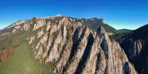 Wall Mural - Ceahlau Mountain in Romania Carpathians. View of Piatra Sura rock