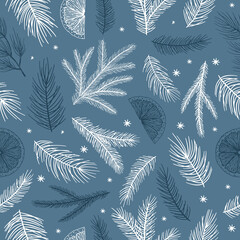 Naklejka na meble Holiday Seamless Pattern with Christmas forest branches.