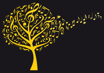 gold dandelion with flying hearts, vector