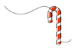© MegaShabanov - Continuous one line drawing of Christmas candy. Christmas red candy cane isolated on white background. Vector illustration