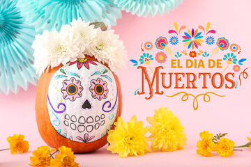 Sticker - Greeting card for Mexico's Day of the Dead (El Dia de Muertos)