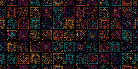 Aufkleber - Talavera pattern. Indian patchwork. Turkish ornament. Moroccan tile mosaic. Spanish decoration. Ethnic background. Seamless pattern for your design