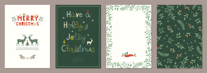 Wall Mural - merry and bright corporate holiday cards. modern abstract creative universal artistic templates with