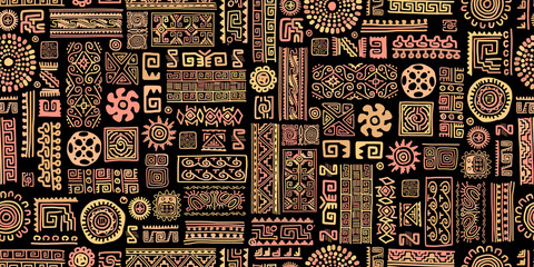 Fotomurali - Ethnic handmade ornament, seamless pattern