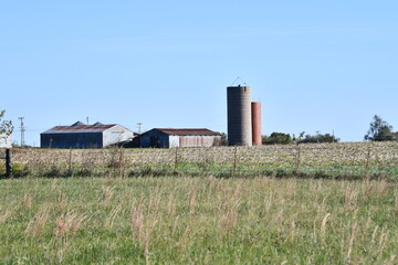 Sticker - Barns and Grain Silos in a Farm Fiedl