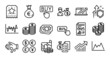 © blankstock - Buying, Money bag and Stock analysis line icons set. Secure shield and Money currency exchange. Report document, Loyalty ticket and Sallary icons. Vector