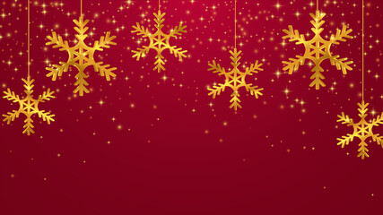 Wall Mural - Christmas, New Year background with golden snowflakes. Vector illustration