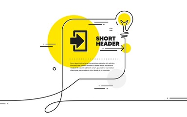 Poster - Login arrow icon. Continuous line idea chat bubble banner. Sign in symbol. Navigation pointer. Login icon in chat message. Talk comment light bulb background. Vector
