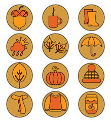 Sticker - Brown autumn, illustration, vector, on a white background.