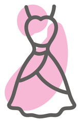 Sticker - Pink dress, illustration, vector, on a white background.