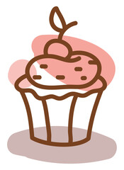 Poster - Dessert muffin, illustration, vector, on a white background.