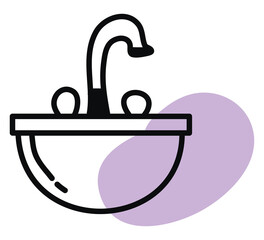 Canvas Print - Beauty salon sink, illustration, vector, on a white background.