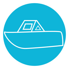 Sticker - Sailor ship, illustration, vector, on a white background.