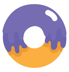 Poster - Donut with purple glaze, illustration, vector, on a white background.